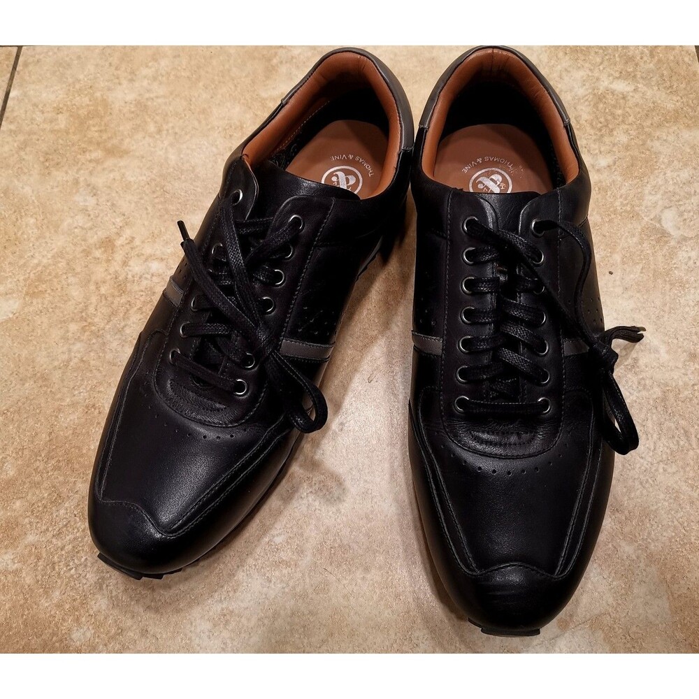 New ! Men's Black Leather Thomas & Vine Fenway Orthopedic Black Leather Shoes 11